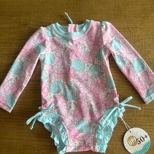 Caden Lane Pink and Blue Rashguard Swimwear